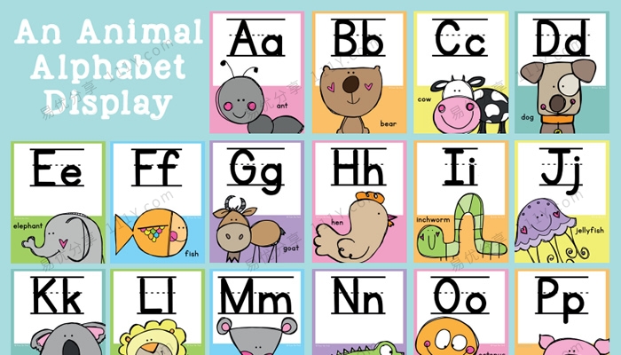 《An Animal Alphabet Disply》31页动物字母单词海报PDF 百度网盘下载-学乐集