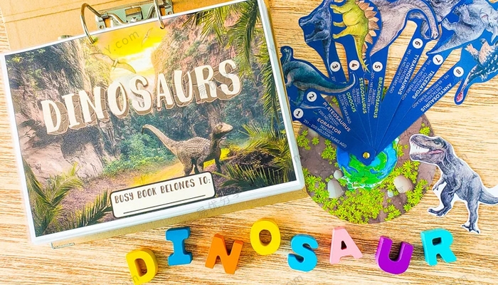 《Dinosaur Busy Book》恐龙主题互动安静书素材包PDF 百度网盘下载-学乐集